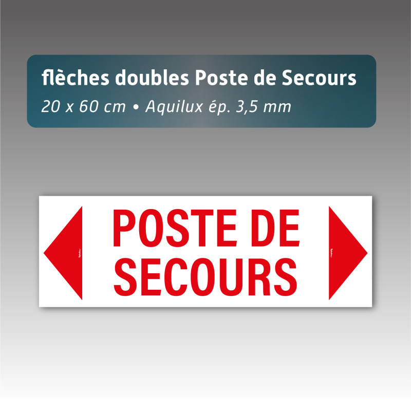 Flèche aquilux double "poste de secours" 20*60cm